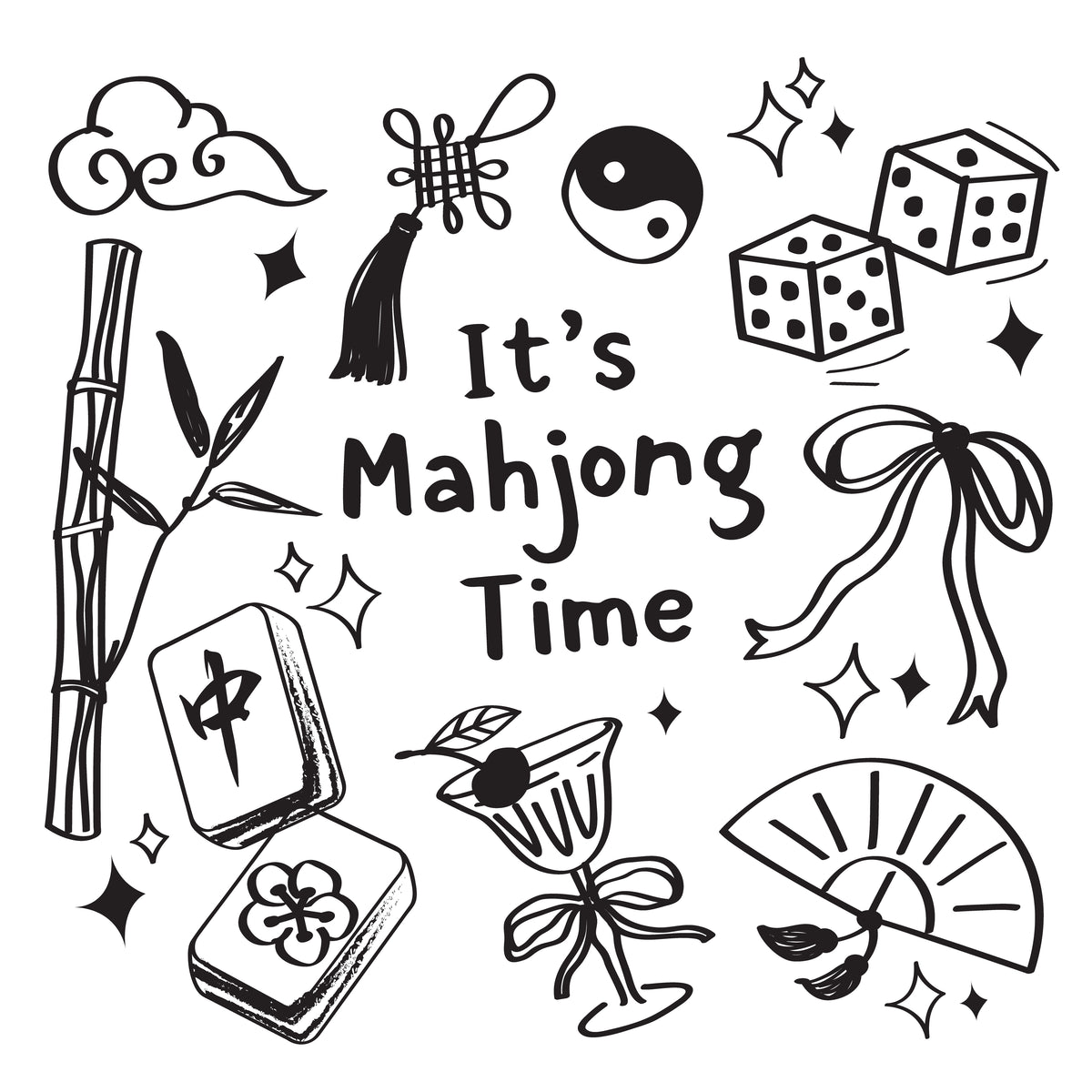 It’s Mahjong Time Graphic Design Tile Set