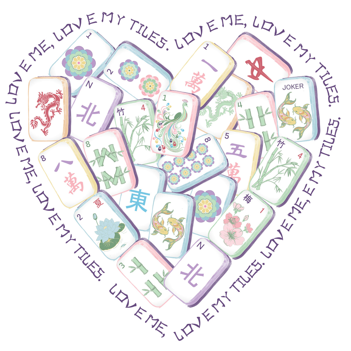 Custom Artistic American Mahjong Tiles – Love Theme Edition